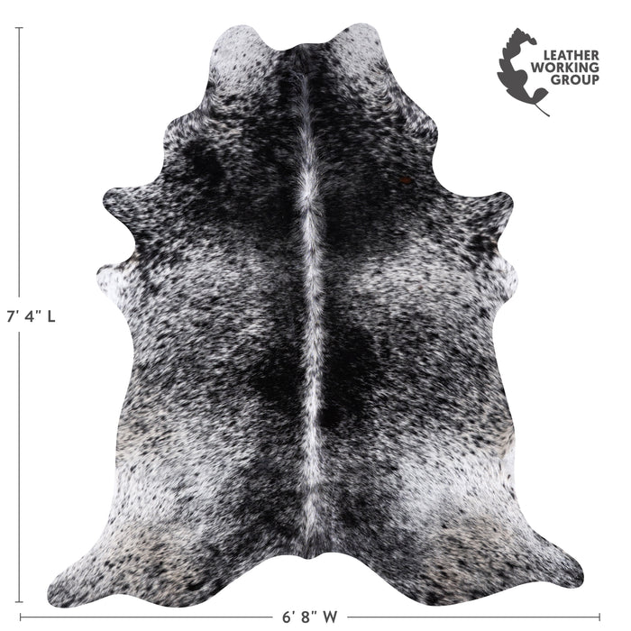 Brazilian Black Salt and Pepper Cowhide Rug Size 7'4" L x 6'8" W 5992