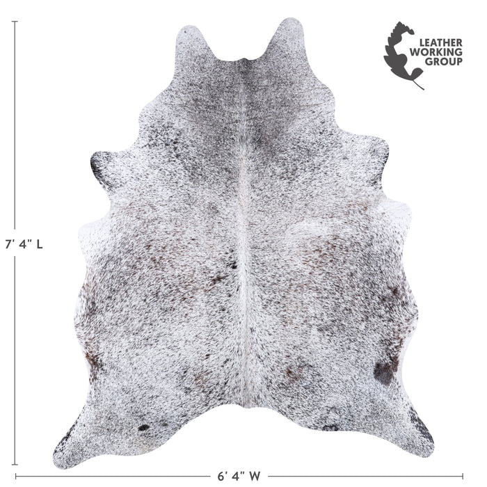 Brazilian Black Salt and Pepper Cowhide Rug Size 7'4" L x 6'4" W 5994