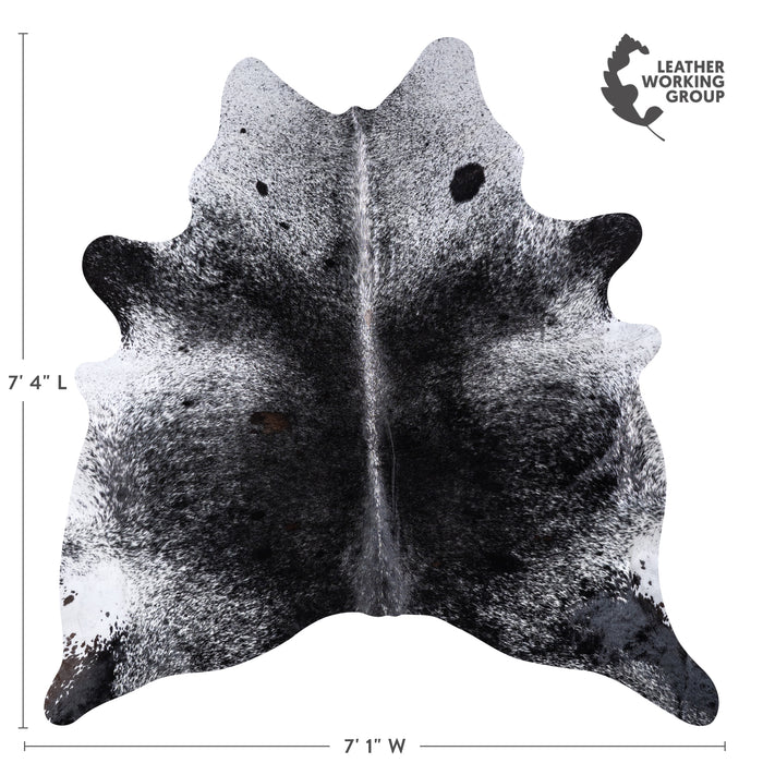 Brazilian Black Salt and Pepper Cowhide Rug Size 7'4" L x 7'1" W 5995