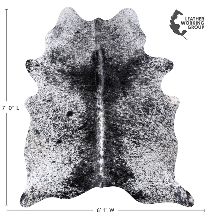 Brazilian Black Salt and Pepper Cowhide Rug Size 7'0" L x 6'1" W 5998