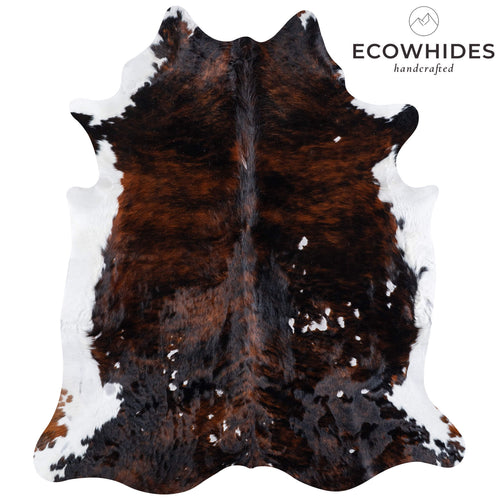 Vintage Brindle White Belly Cowhide Rug Size 7'0" L x 6'3" W 6620