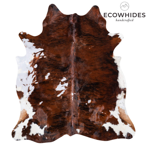 Vintage Brindle White Belly Cowhide Rug Size 6'6" L x 5'11" W 6662