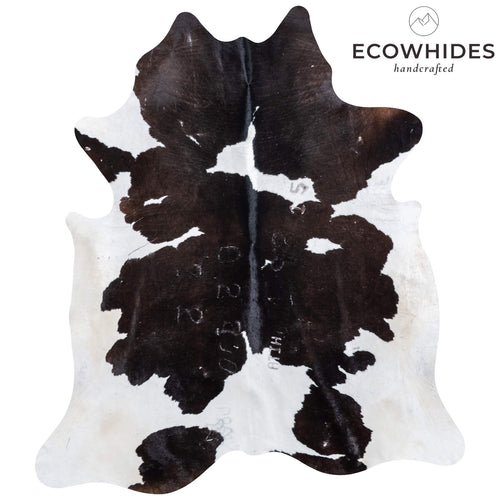 Vintage Black and White Cowhide Rug Size 8'1" L x 7'1" W 6679