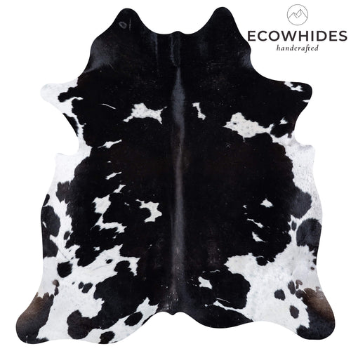 Vintage Black and White Cowhide Rug Size 6'9" L x 6'5" W 6685