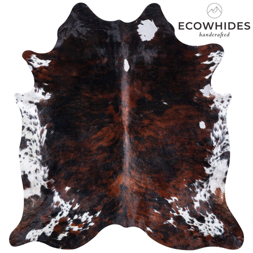 Vintage Tricolor Brindle Mix Cowhide Rug Size 7'7" L x 7'1" W 6697