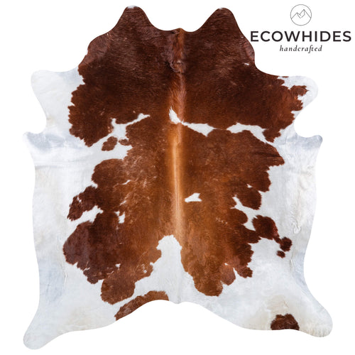 Vintage Brown and White Cowhide Rug Size 8'3" L x 7'9" W 6698