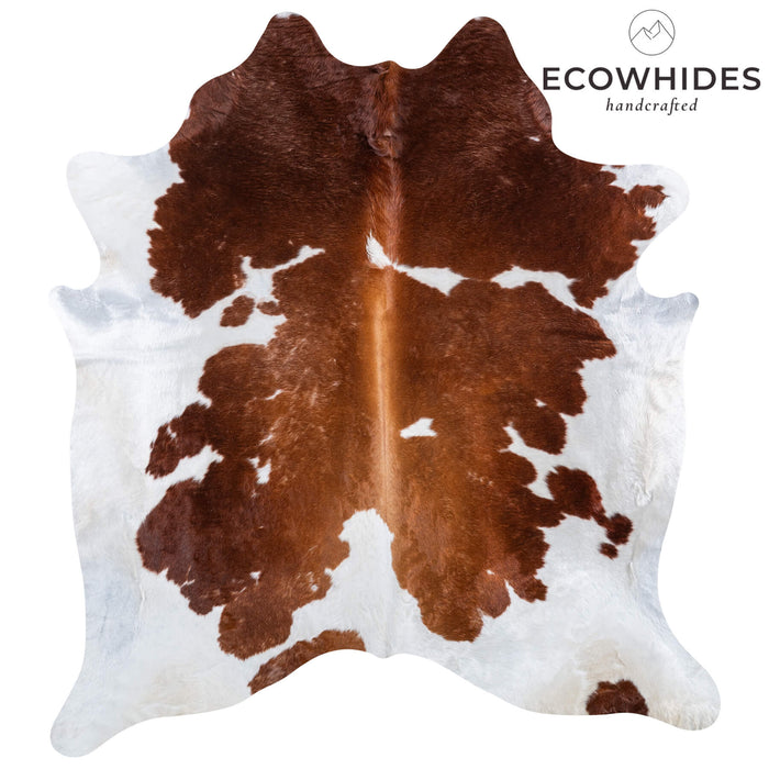 Vintage Brown and White Cowhide Rug Size 8'3" L x 7'9" W 6698