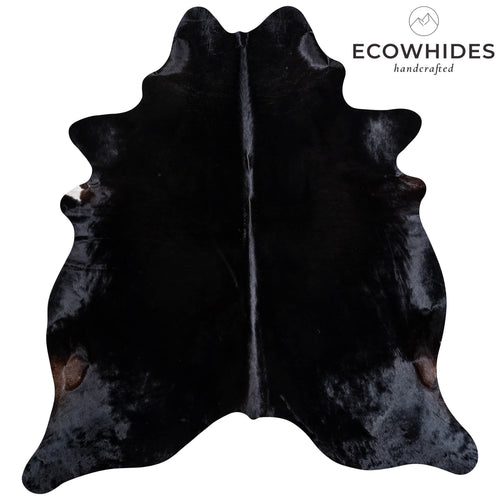 Brazilian Solid Black Cowhide Rug Size 6'7" L x 6'1" W 6727
