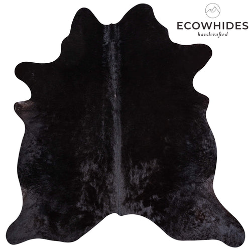 Brazilian Solid Black Cowhide Rug Size 6'8" L x 6'6" W 6728