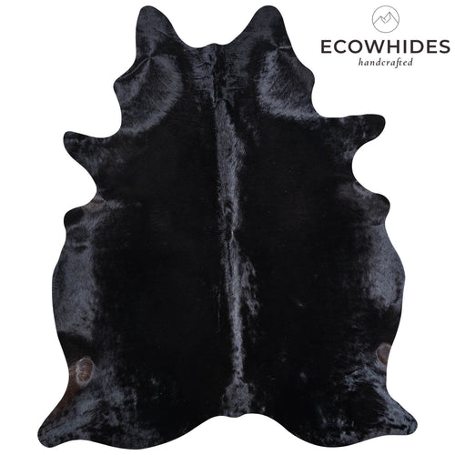 Brazilian Solid Black Cowhide Rug Size 7'3" L x 6'2" W 6730