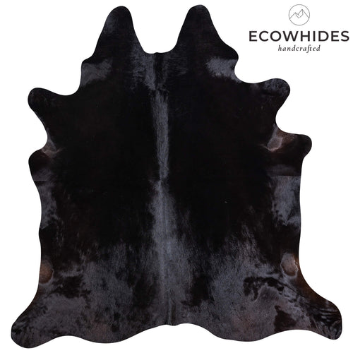 Brazilian Solid Black Cowhide Rug Size 6'8" L x 6'6" W 6740