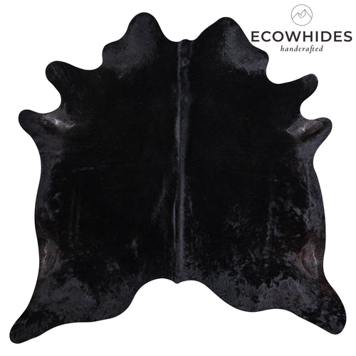 Brazilian Solid Black Cowhide Rug Size 6'9" L x 6'8" W 6744