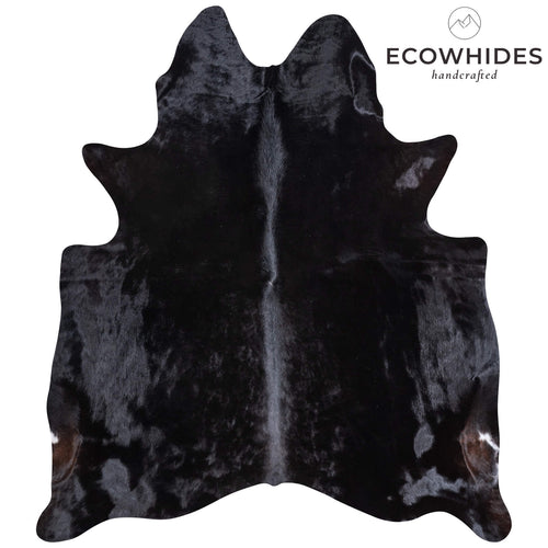 Brazilian Solid Black Cowhide Rug Size 7'3" L x 6'3" W 6745