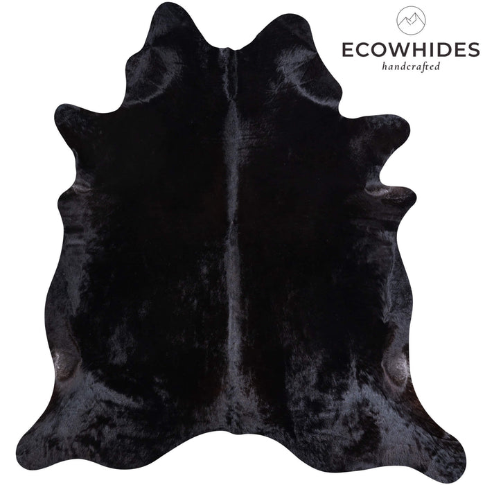 Brazilian Solid Black Cowhide Rug Size 7'5" L x 6'10" W 6746