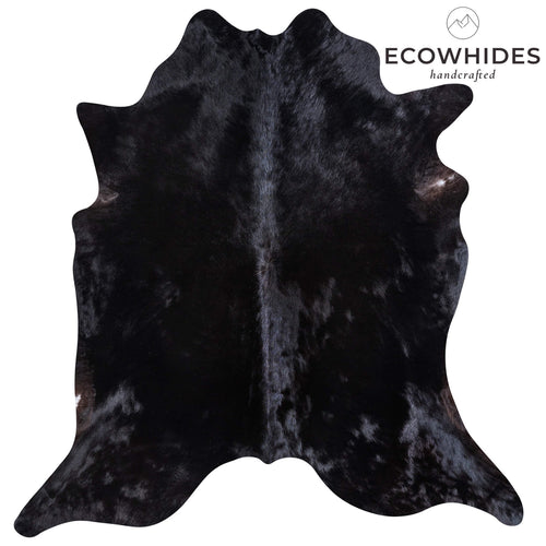 Brazilian Solid Black Cowhide Rug Size 7'2" L x 6'9" W 6747