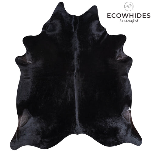 Brazilian Solid Black Cowhide Rug Size 7'4" L x 6'5" W 6751