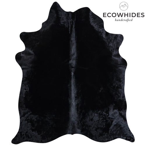 Brazilian Solid Black Cowhide Rug Size 7'4" L x 6'4" W 6752