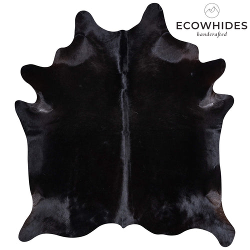 Brazilian Solid Black Cowhide Rug Size 6'11" L x 6'2" W 6753