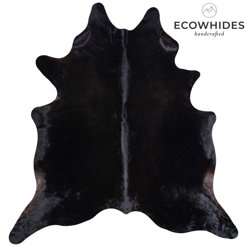 Brazilian Solid Black Cowhide Rug Size 7'7" L x 7'3" W 6754