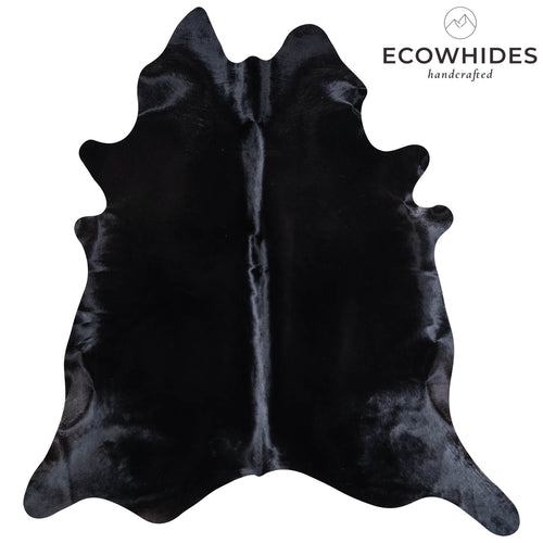 Brazilian Solid Black Cowhide Rug Size 7'5" L x 7'1" W 6755