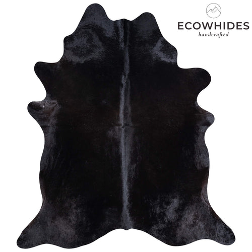 Brazilian Solid Black Cowhide Rug Size 7'4" L x 6'6" W 6756