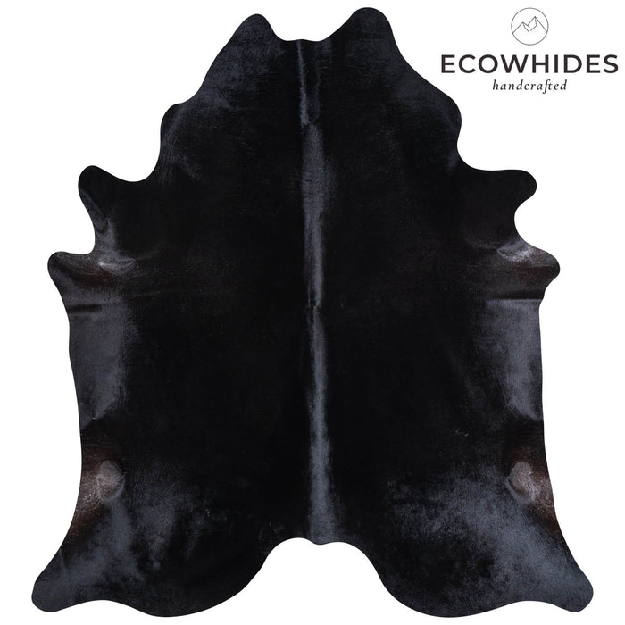 Brazilian Solid Black Cowhide Rug Size 7'3" L x 6'7" W 6758