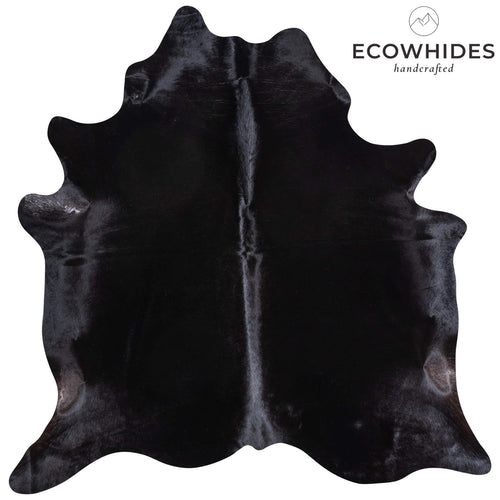 Brazilian Solid Black Cowhide Rug Size 6'10" L x 6'9" W 6762