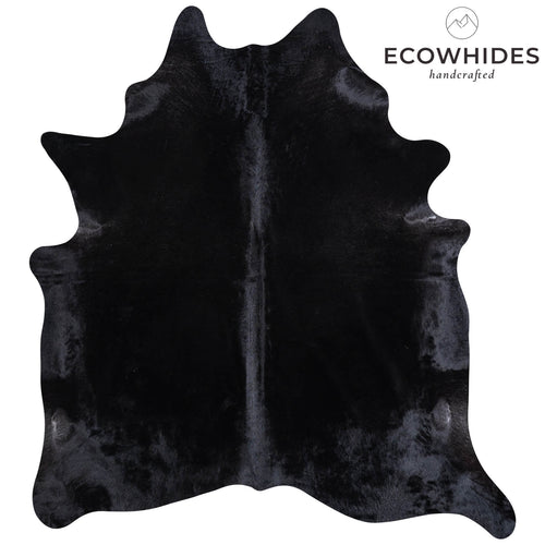 Brazilian Solid Black Cowhide Rug Size 7'3" L x 6'8" W 6763