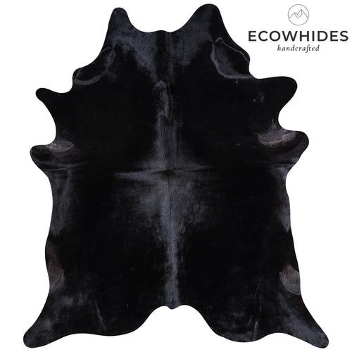 Brazilian Solid Black Cowhide Rug Size 7'6" L x 6'7" W 6764