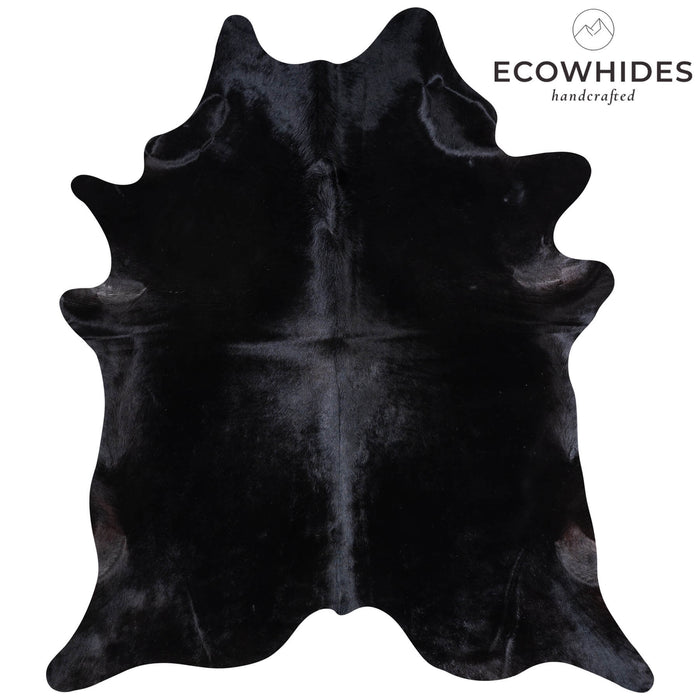 Brazilian Solid Black Cowhide Rug Size 7'6" L x 6'7" W 6764