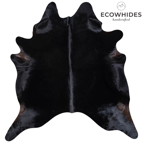 Brazilian Solid Black Cowhide Rug Size 7'2" L x 6'11" W 6766