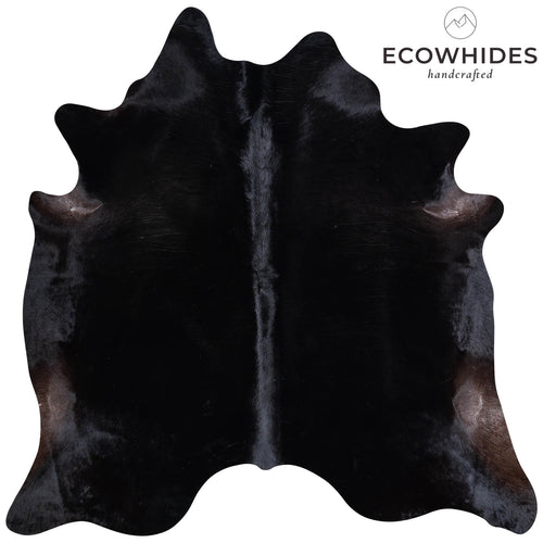 Brazilian Solid Black Cowhide Rug Size 7'2" L x 7'1" W 6769