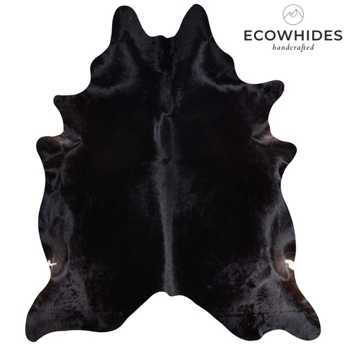 Brazilian Solid Black Cowhide Rug Size 8'3" L x 7'3" W 6776
