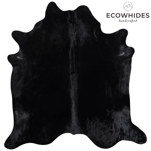 Brazilian Solid Black Cowhide Rug Size 7'4" L x 7'0" W 6781