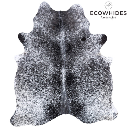 Brazilian Black Salt and Pepper Cowhide Rug Size 7'2" L x 6'2" W 6783