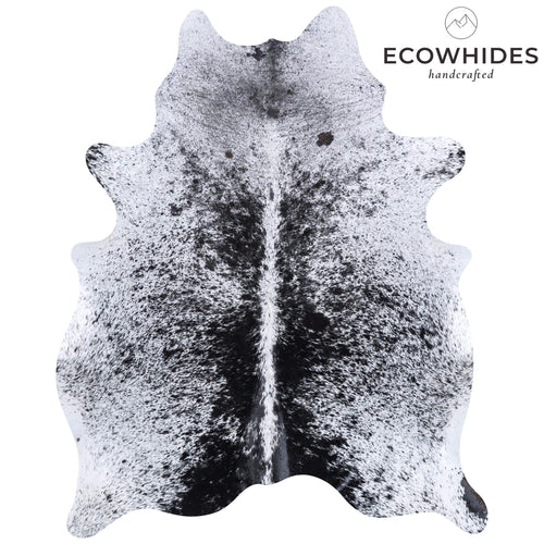 Brazilian Black Salt and Pepper Cowhide Rug Size 7'1" L x 5'9" W 6784