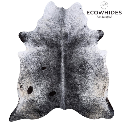 Brazilian Black Salt and Pepper Cowhide Rug Size 7'6" L x 6'5" W 6785