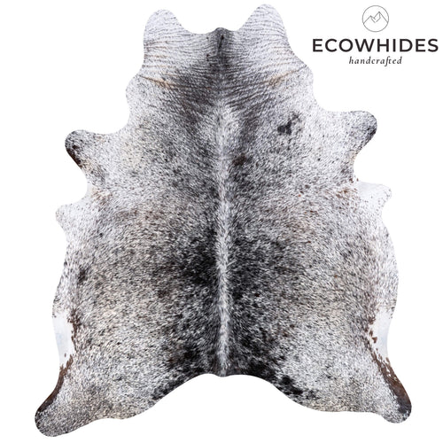 Brazilian Black Salt and Pepper Cowhide Rug Size 7'5" L x 6'5" W 6787