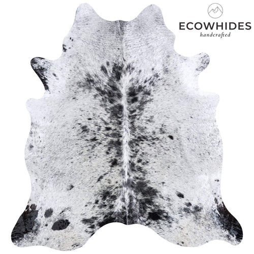 Brazilian Black Salt and Pepper Cowhide Rug Size 7'4" L x 6'10" W 6790