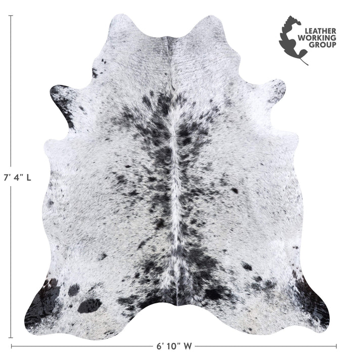 Brazilian Black Salt and Pepper Cowhide Rug Size 7'4" L x 6'10" W 6790
