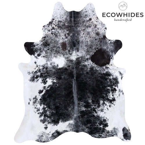 Brazilian Black Salt and Pepper Cowhide Rug Size 7'8" L x 6'3" W 6791