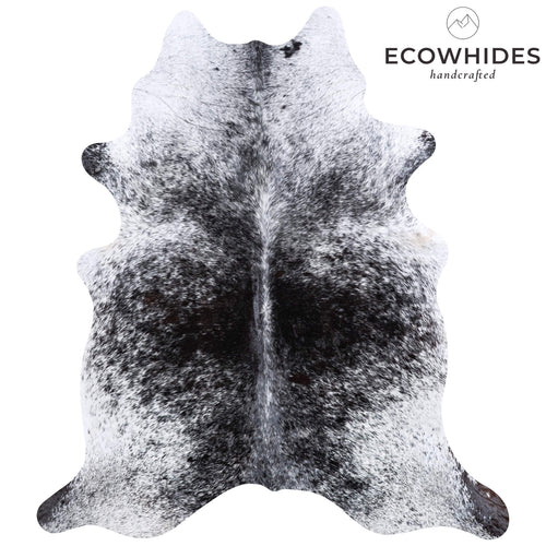 Brazilian Black Salt and Pepper Cowhide Rug Size 7'9" L x 6'8" W 6795