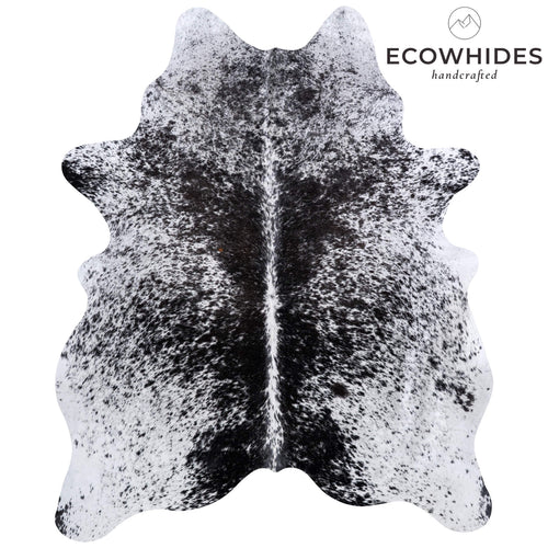 Brazilian Black Salt and Pepper Cowhide Rug Size 7'5" L x 6'0" W 6797