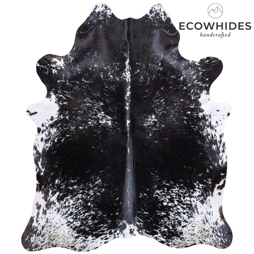 Brazilian Black Salt and Pepper Cowhide Rug Size 7'9" L x 6'6" W 6798