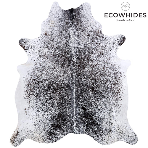 Brazilian Black Salt and Pepper Cowhide Rug Size 7'8" L x 6'9" W 6799