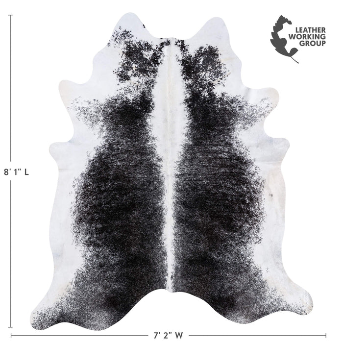 Brazilian Black Salt and Pepper Cowhide Rug Size 8'1" L x 7'2" W 6802