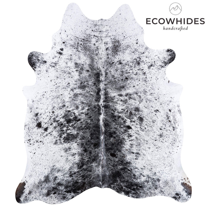 Brazilian Black Salt and Pepper Cowhide Rug Size 7'7" L x 6'6" W 6817