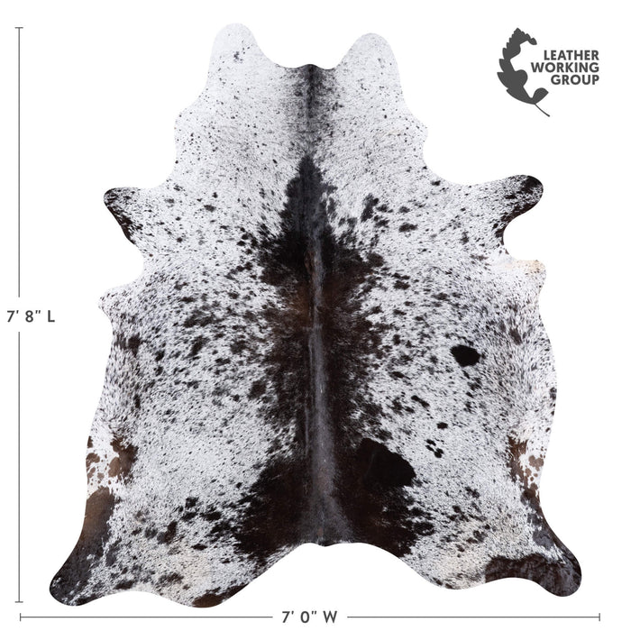 Brazilian Black Salt and Pepper Cowhide Rug Size 7'8" L x 7'0" W 6819