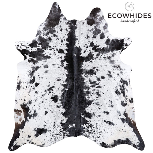 Brazilian Black Salt and Pepper Cowhide Rug Size 7'1" L x 6'4" W 6838