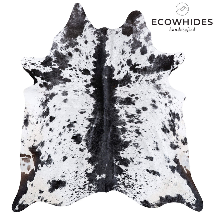 Brazilian Black Salt and Pepper Cowhide Rug Size 7'1" L x 6'4" W 6838
